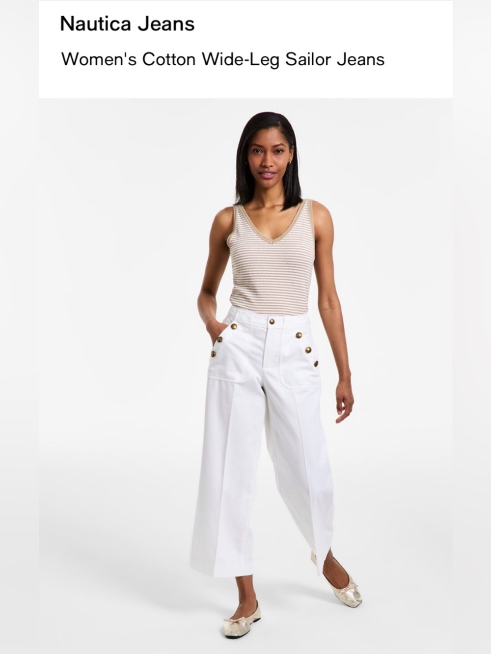❌Sold❌Nautica Women's Cotton Wide-Leg Sailor Jeans